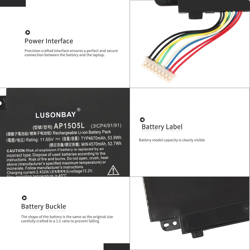 AP15O5L Laptop Battery For Acer Swift 5 SF515-51T Series 53.9WH 11.55V | LUSONBAY UK Stock