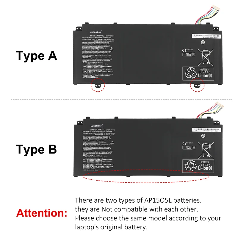 AP15O5L Laptop Battery For Acer Swift 5 SF515-51T Series 53.9WH 11.55V | LUSONBAY UK Stock