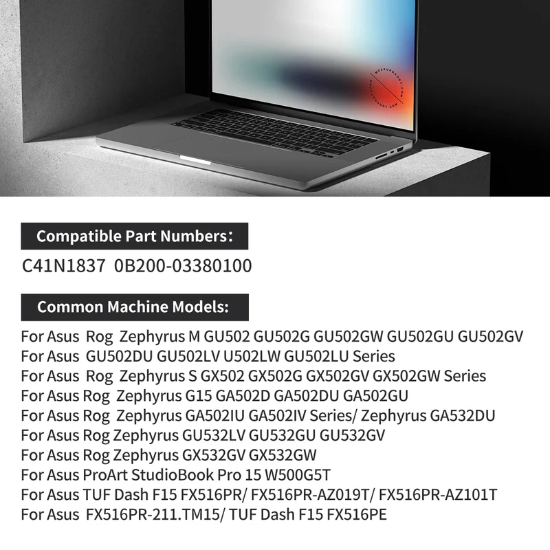 C41N1837 Laptop Battery For Asus TUF Dash F15 FX516PR FX516PR-AZ019T FX516PE | LUSONBAY UK Stock