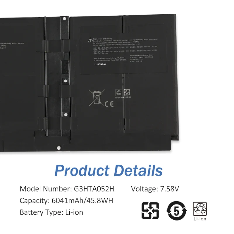 G3HTA052H Laptop Battery For Microsoft Surface Laptop 3 13.5 Inch 1867 1868 | LUSONBAY UK Stock