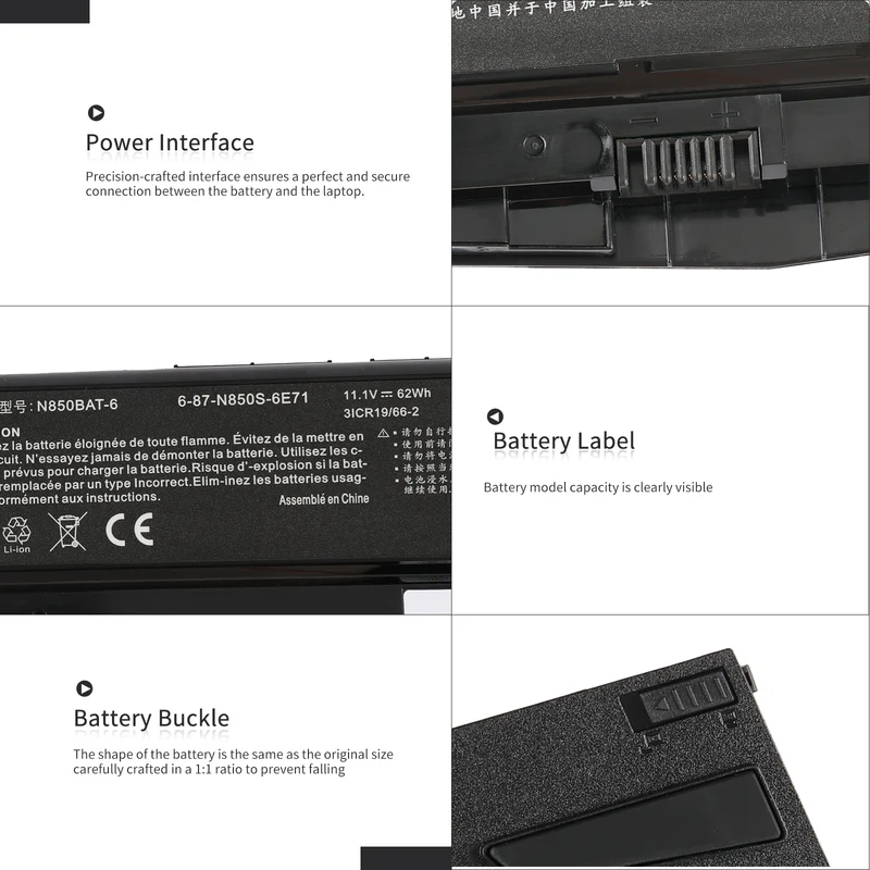 N850BAT-6 Laptop Battery For Clevo N850 N850HC N850HJ N870HC N870HJ1 | LUSONBAY UK Stock