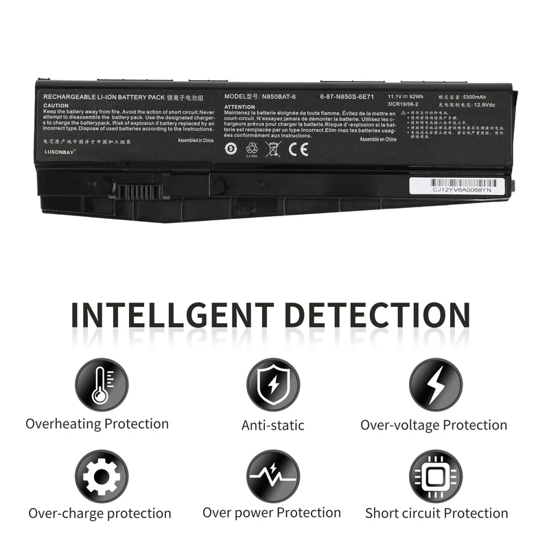 N850BAT-6 Laptop Battery For Clevo N850 N850HC N850HJ N870HC N870HJ1 | LUSONBAY UK Stock