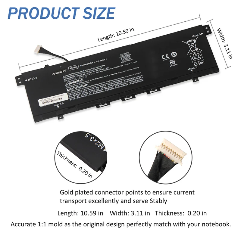 KC04XL Battery for HP Envy 13-AH 13-AG 13-AQ 13-AR Series — 15.4V 53.2Wh