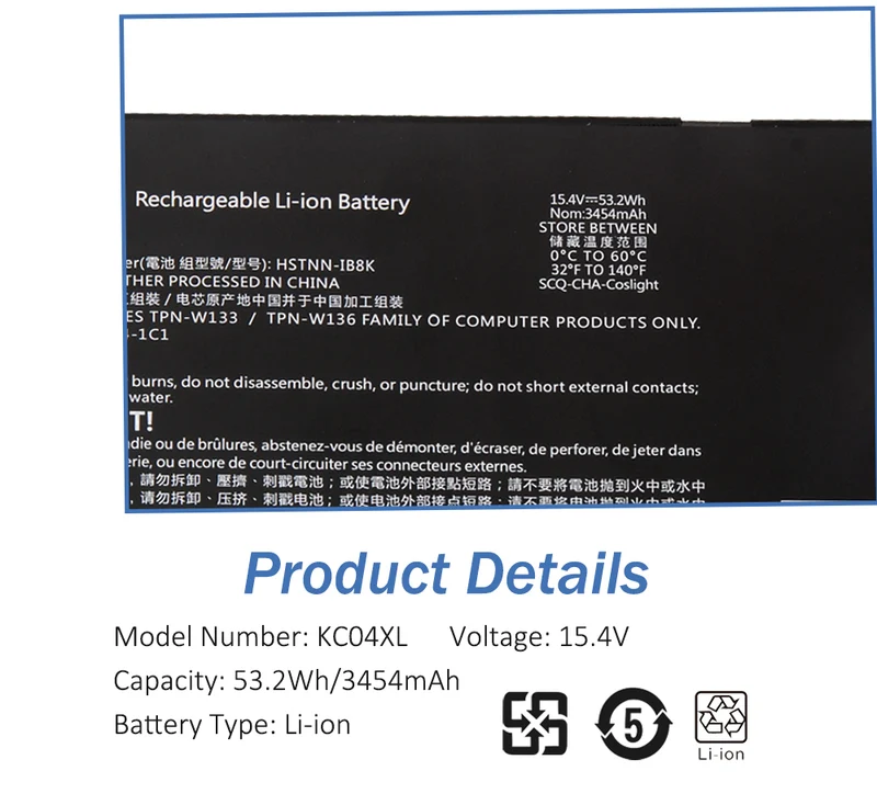 KC04XL Battery for HP Envy 13-AH 13-AG 13-AQ 13-AR Series — 15.4V 53.2Wh