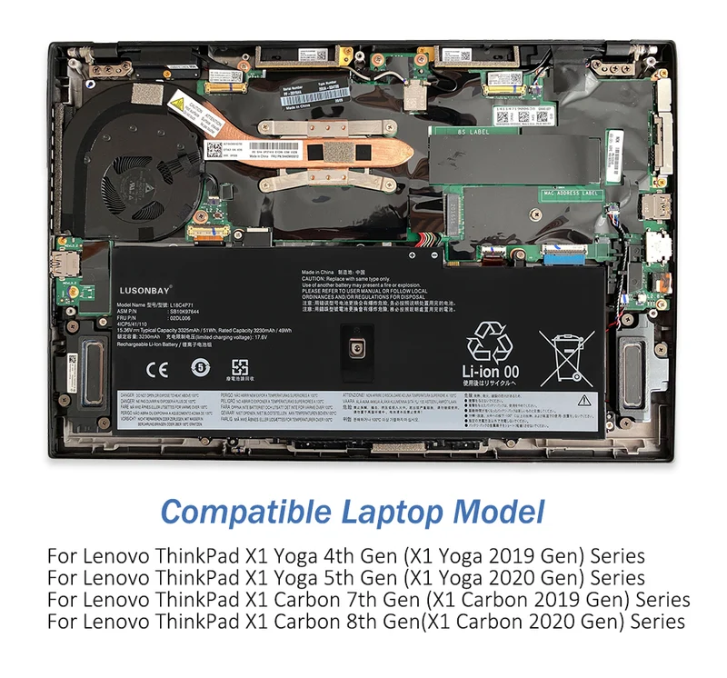 L18C4P71 Battery For Lenovo ThinkPad X1 Carbon 7th 8th Gen Series | LUSONBAY UK Stock