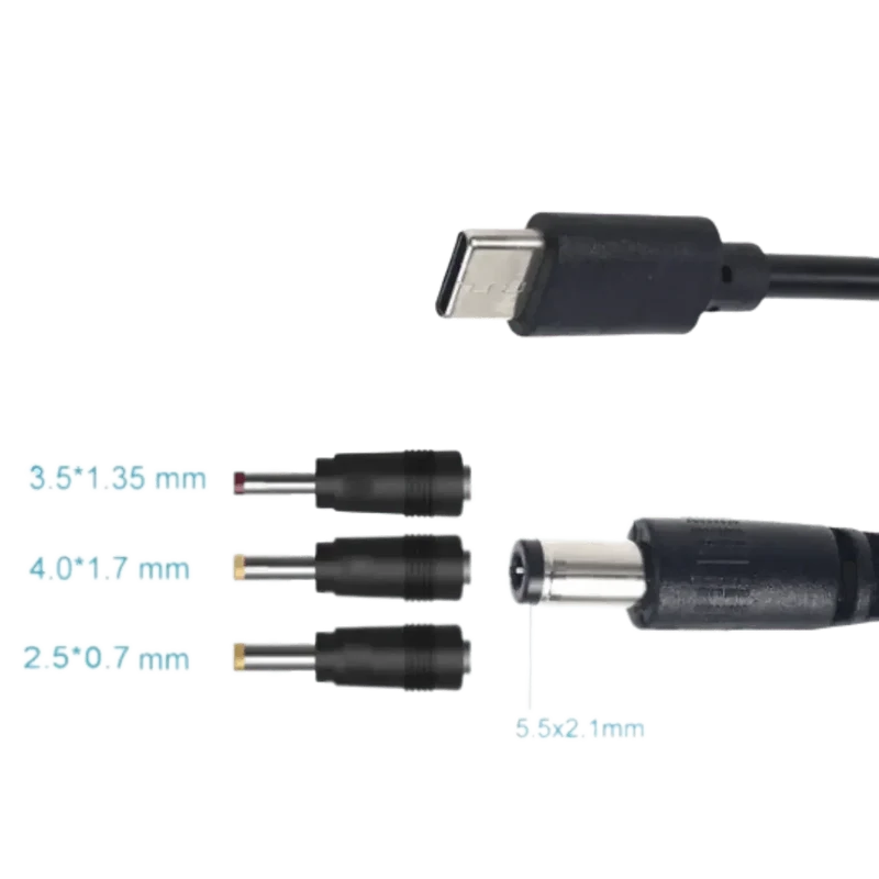 Câble USB-C vers 5.5x2.1mm 5V, 9V, 12V, 15V, 20V
