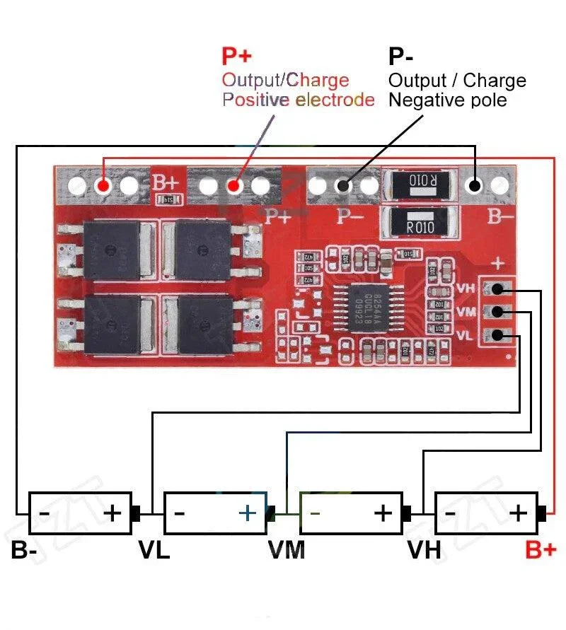 Carte de protection BMS Li-Ion 4S 14.8v 30A