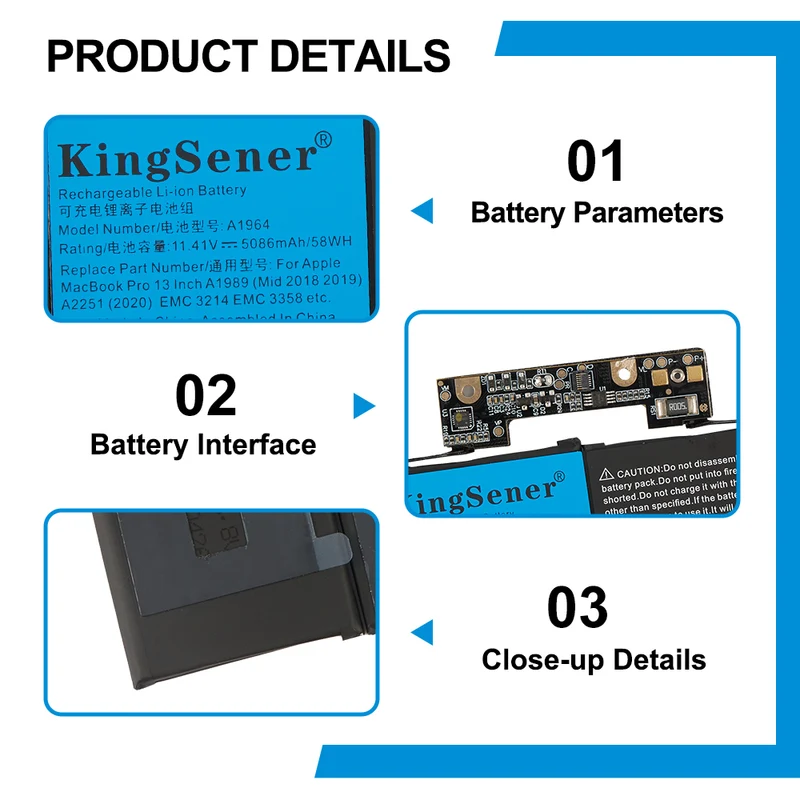 A1989 Replacement Battery For MacBook Pro (13-inch, 2019) MV962 MV972 MV982