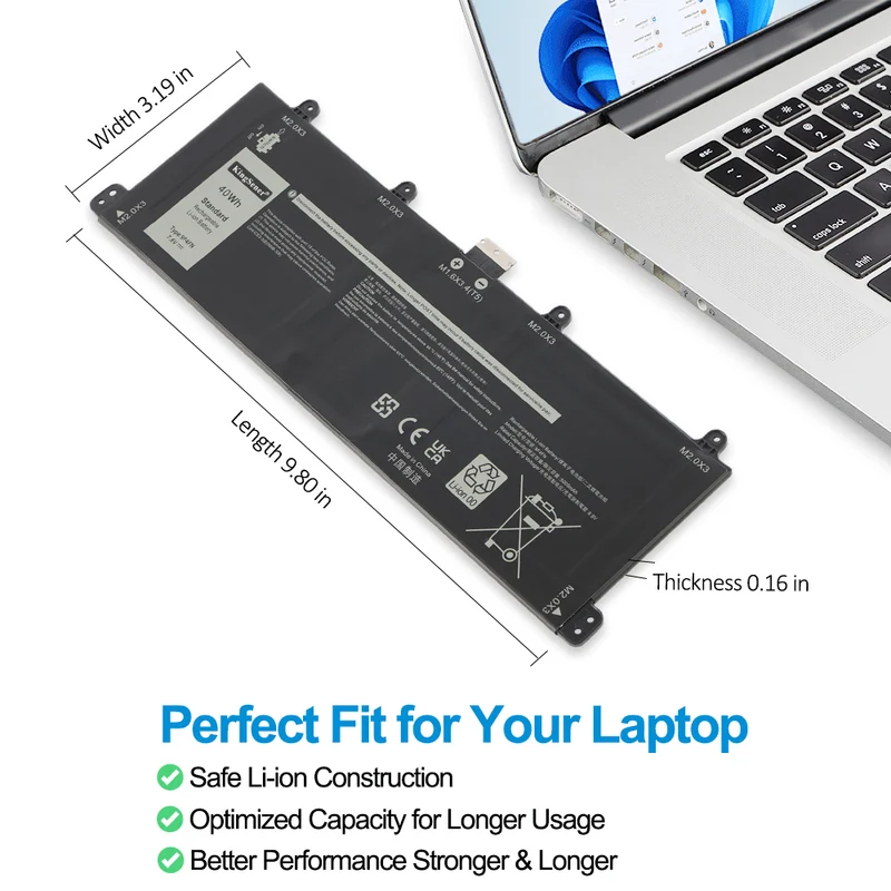 For Dell 9F4FN Replacement Battery For Latitude 3420 Series 7.6V 40WH/5000mAh