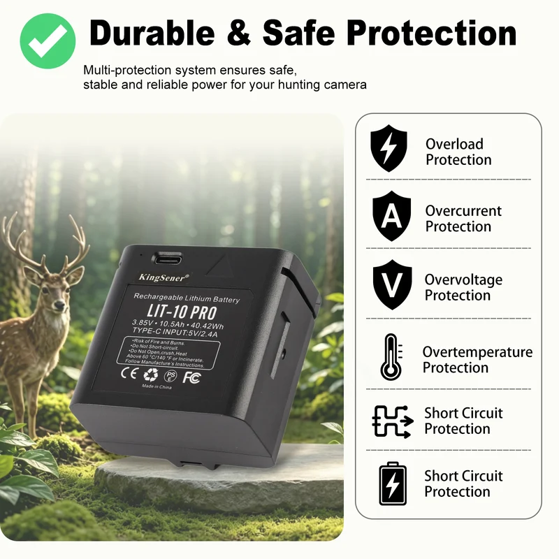 2 PCS LIT-10 Pro Wildlife Trail Camera Battery For LM2 LINK-MICRO - Long Life 10500mAh