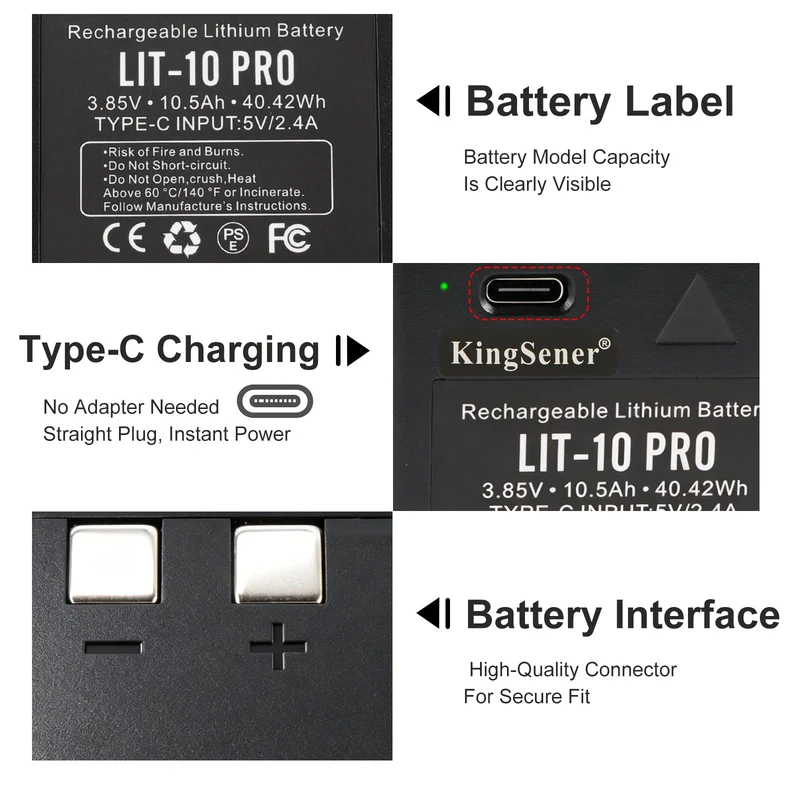 2 PCS LIT-10 Pro Wildlife Trail Camera Battery For LM2 LINK-MICRO - Long Life 10500mAh
