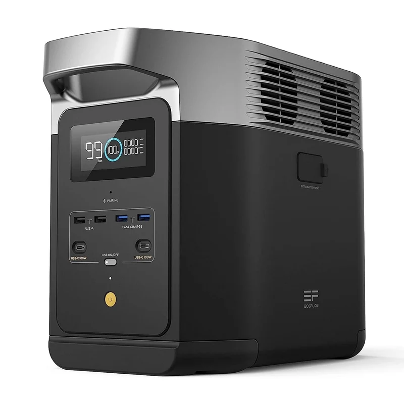 EcoFlow DELTA 2 Portable Power Station 1024Wh, 1800W AC Output, LiFePO4 Battery, 15-Port Fast Charging, Expandable to 3kWh