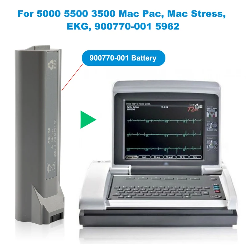 Battery for GE Marquette 5000, 5500, Mac Pac, Mac Stress, EKG, 900770-001 5962