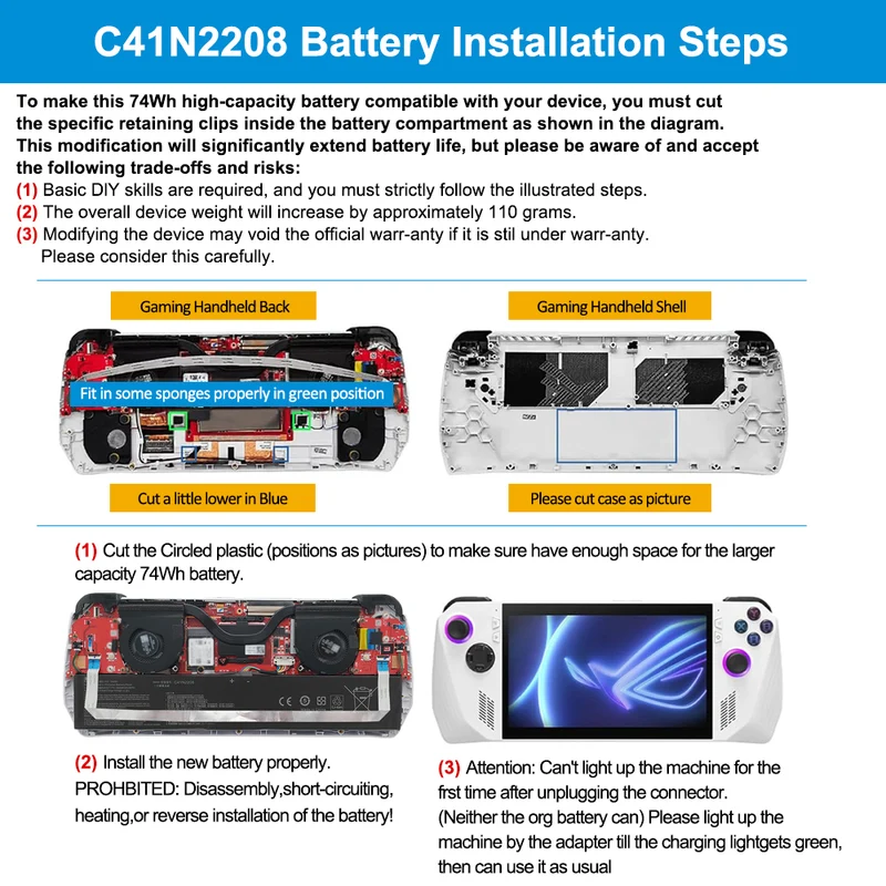 C41N2208 Replacement Battery For ASUS ROG Ally NR2301L Gaming Handheld (2023)