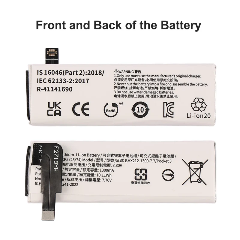 BHX212 Battery For DJI Osmo Pocket 3 Camera 1300mAh
