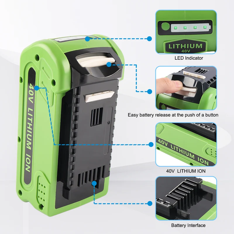 Greenworks 40V Battery for Leaf Blower Hedge Trimmer Pole Saw & All 40V Cordless Tools