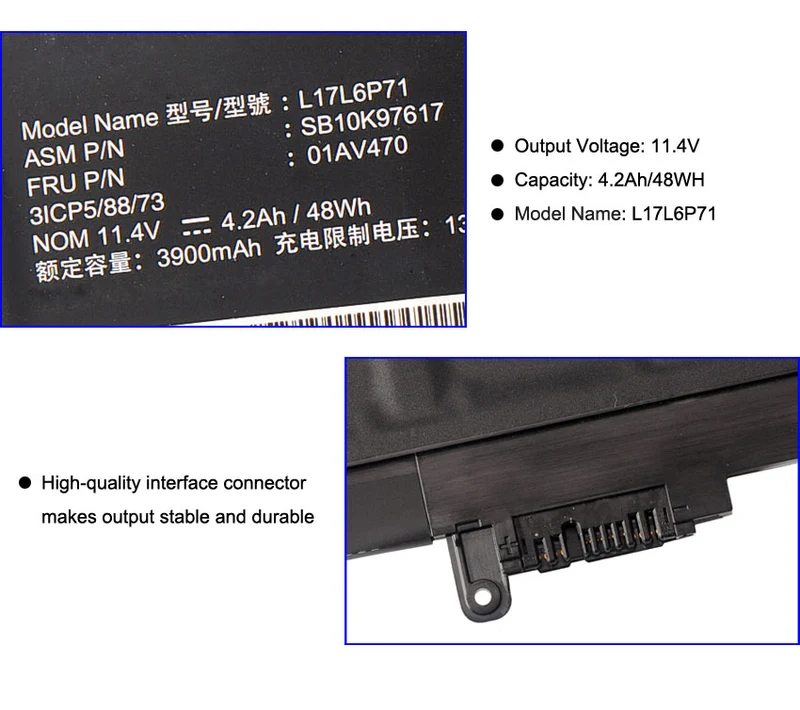 L17L6P71 Battery for Lenovo ThinkPad X280 Series — 11.4V 48Wh