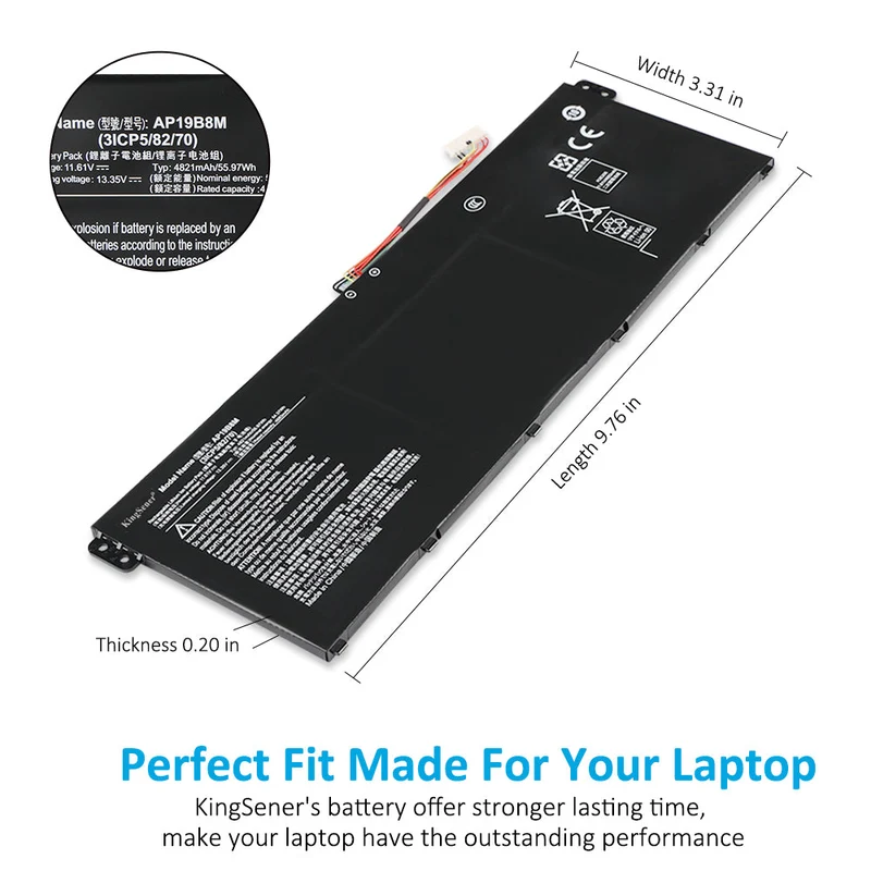 Acer Swift 3 SF314-59 TravelMate P4 TMP414-51 Battery AP19B8M 56Wh