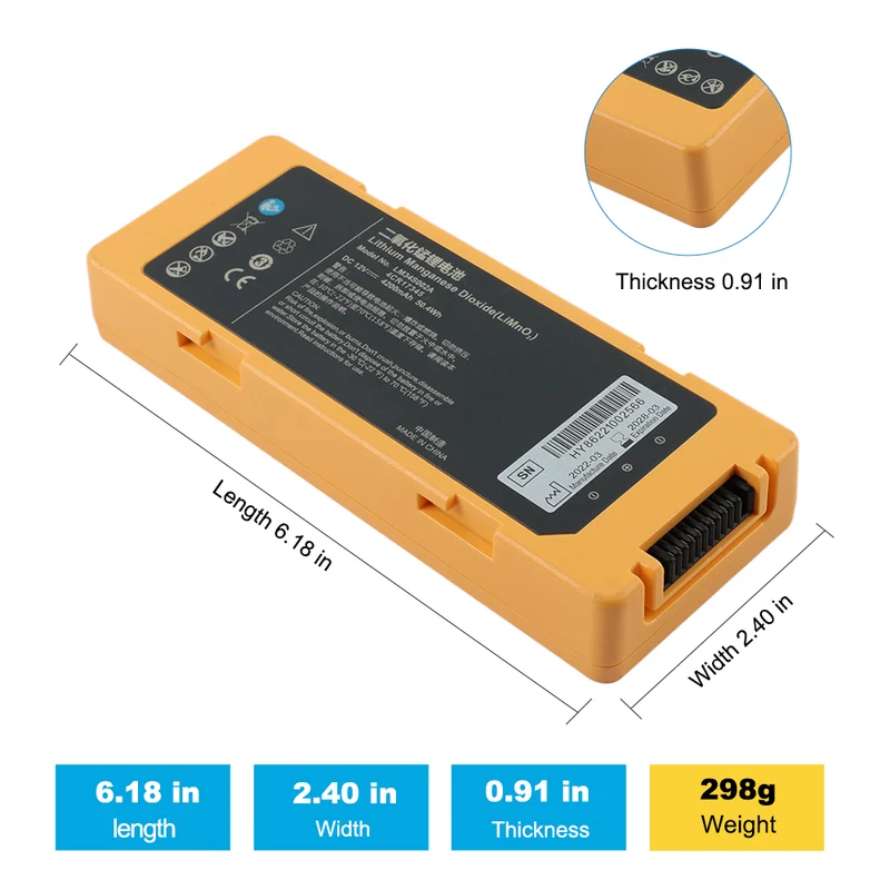 Mindray AED C2 Defibrillator Battery Replacement-Compatible LM34S002A