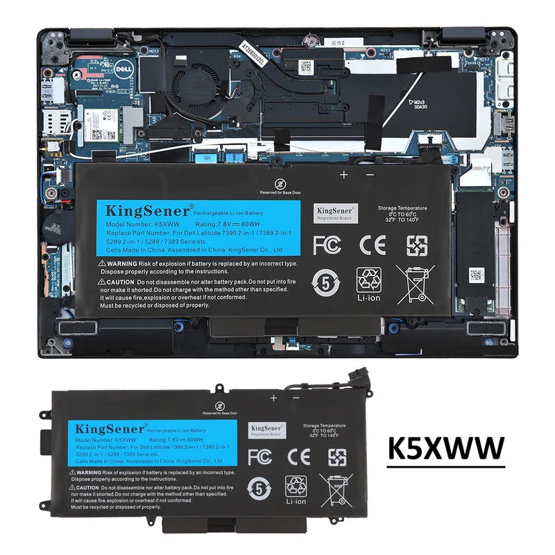 K5XWW Battery For Dell Latitude 13 7389 7390 2-in-1 and 5289 2-in-1 Series EU Stock