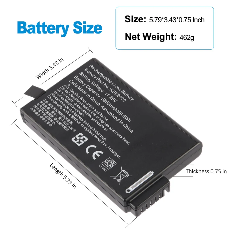 KSE2020 Smart Battery Pack for GE Datex-Ohmeda ME202 — 11.25V 99.6Wh