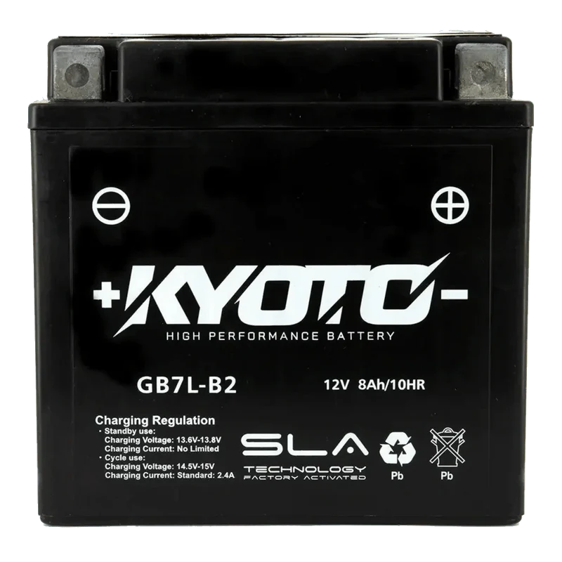 Batterie GB7L-B2 KYOTO 12V 8Ah SLA AGM prête à l’emploi