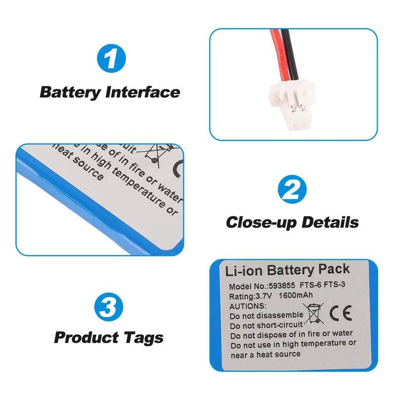 593855 Replacement Battery For Edan FTS-3 Wireless Fetal Monitor Probe