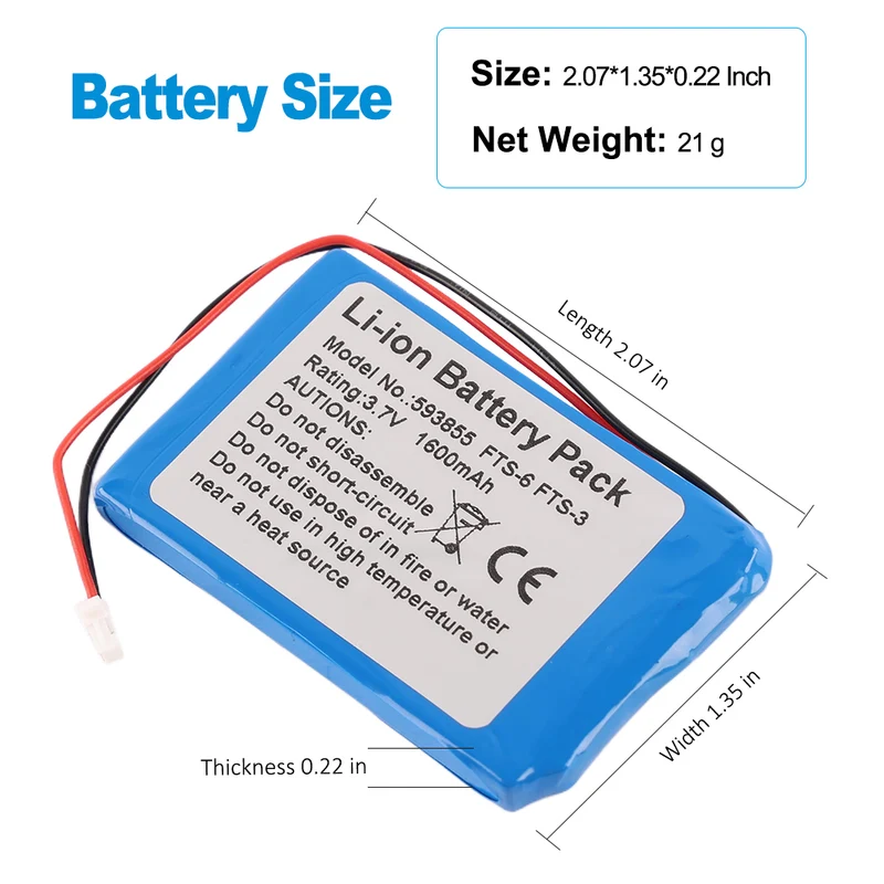 593855 Replacement Battery For Edan FTS-3 Wireless Fetal Monitor Probe