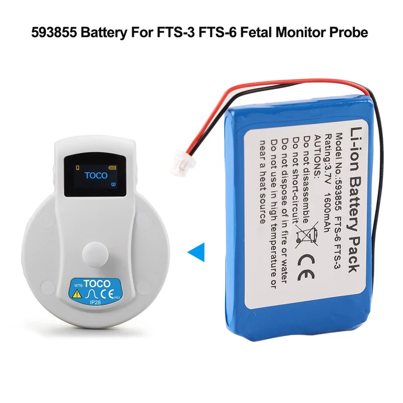 593855 Replacement Battery For Edan FTS-3 Wireless Fetal Monitor Probe