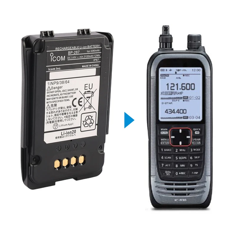 BP-287 Replacement Battery For Icom IC-R15 Two-Way Radios
