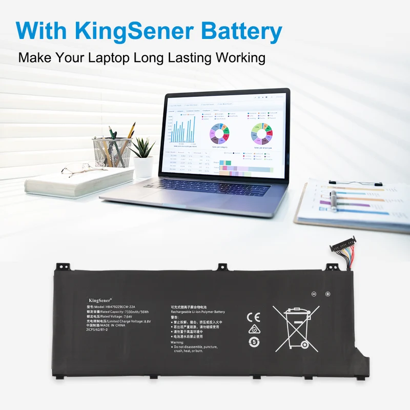 HB4792Z9ECW-22A Battery For Honor MagicBook 15 2021 BMH-WFQ9HN BMH-WDX9
