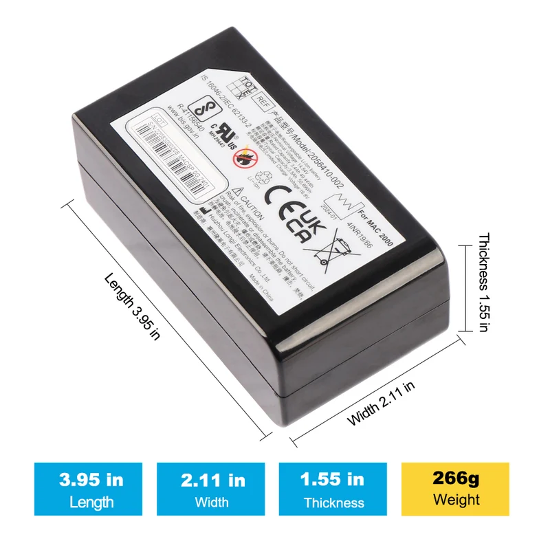2056410-002 Replacement Battery For GE MAC 2000