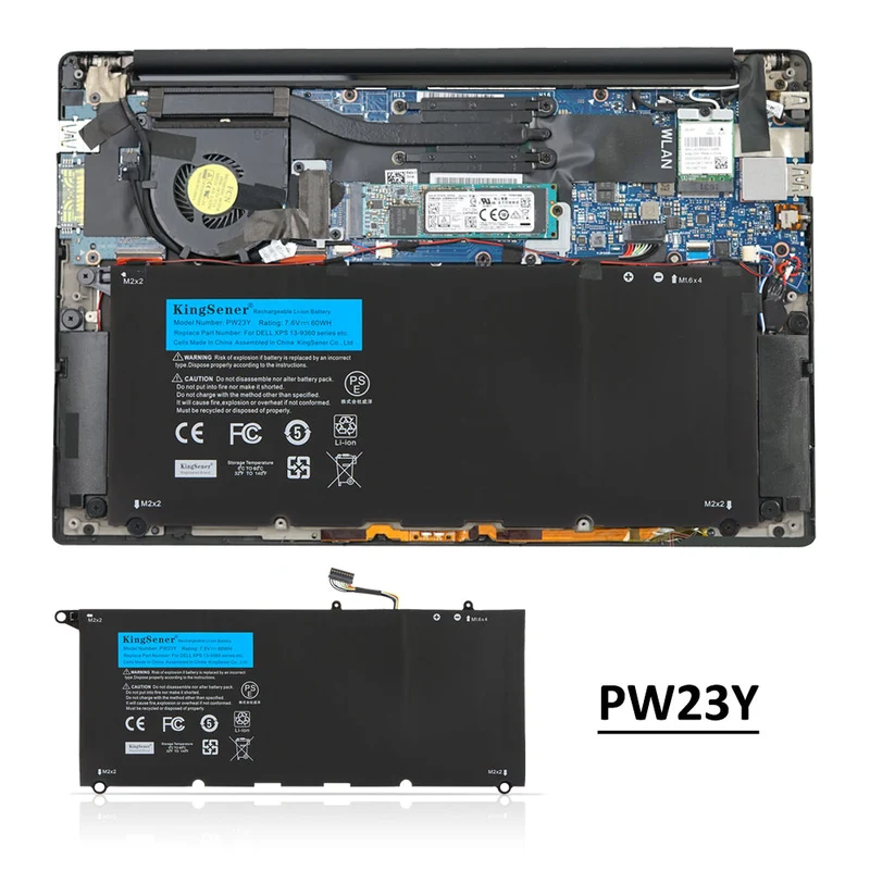 PW23Y Battery for Dell XPS 13 9360 — 7.6V 60Wh