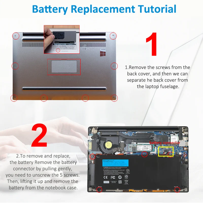 PW23Y Battery for Dell XPS 13 9360 — 7.6V 60Wh