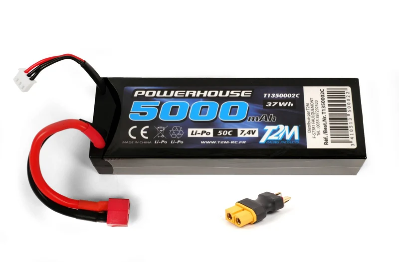 T2M Accu Li-po 7.4V 2S 5000mAH 50C Dean/XT60 T1350002C