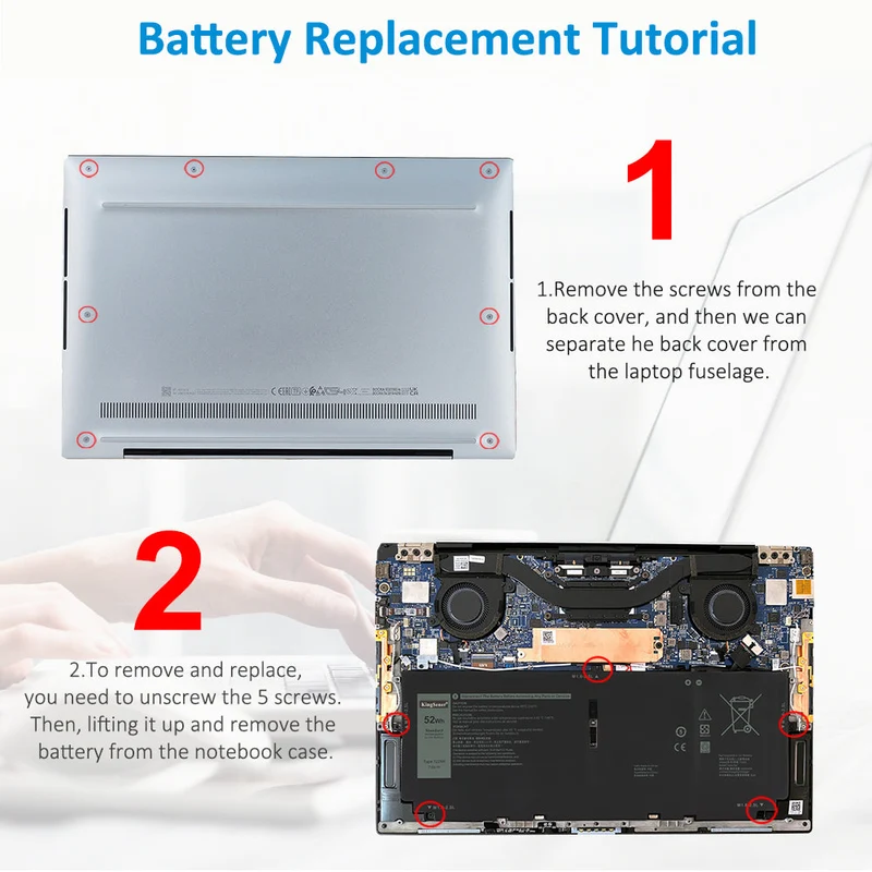 722KK Laptop Battery For Dell XPS 13 9300 9310 9380 Series P117G P117G001 P117G002 2XXFW FP86V WN0N0 52WH | KingSener