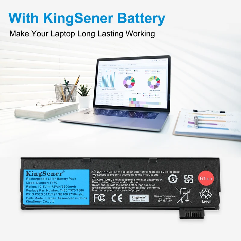 T470 61 61+ 61++ Battery for Lenovo ThinkPad T470 T480 T570 T580 — 24Wh 48Wh 72Wh