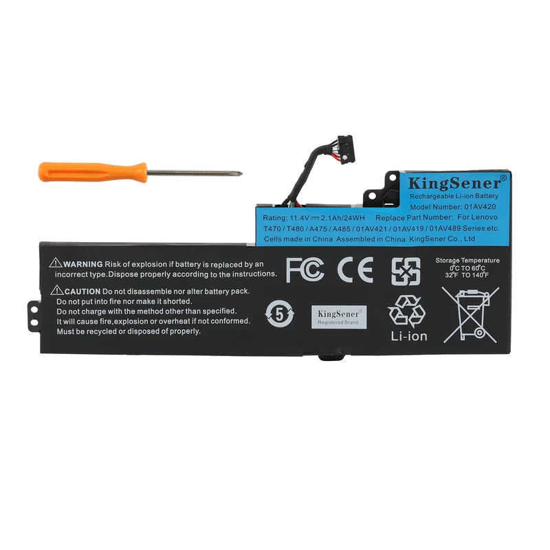 01AV421 Internal Battery for Lenovo ThinkPad T470 T480 — 11.4V 24Wh