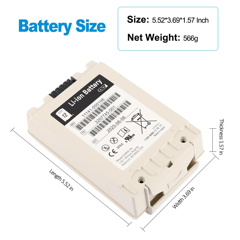 Physio Control LifePak 12 Defibrillator Battery 11141-000106 3207745-001