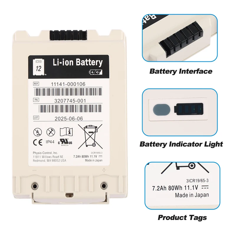 Physio Control LifePak 12 Defibrillator Battery 11141-000106 3207745-001