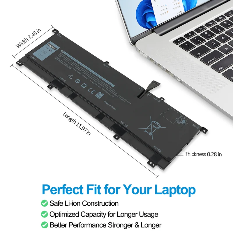 Battery for Dell Inspiron 0TMFYT 8NOT7 8N0T7 FW8KR TMFYT XPS 15-9575-D2801TS