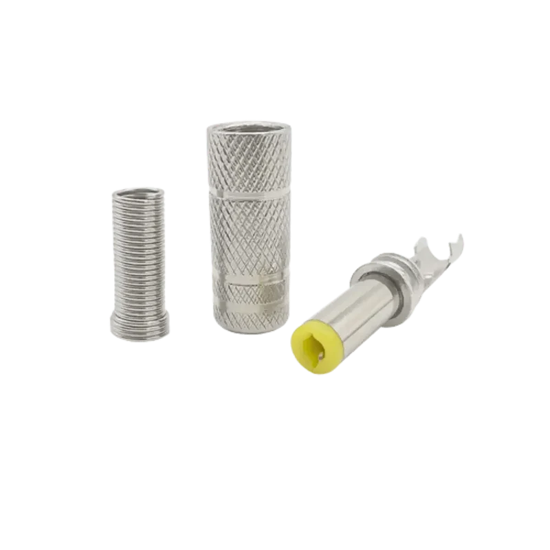 Connecteur fiche mâle 5.5x2.5mm en métal avec tête jaune