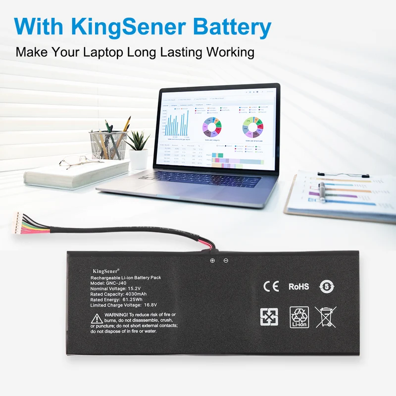GNC-J40 961TA013F Replacement Battery for GIGABYTE P34K P34W V3 V5 Gaming Laptop — 15.2V 61.25Wh