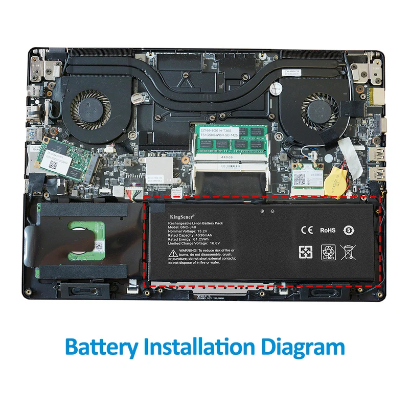 GNC-J40 961TA013F Replacement Battery for GIGABYTE P34K P34W V3 V5 Gaming Laptop — 15.2V 61.25Wh