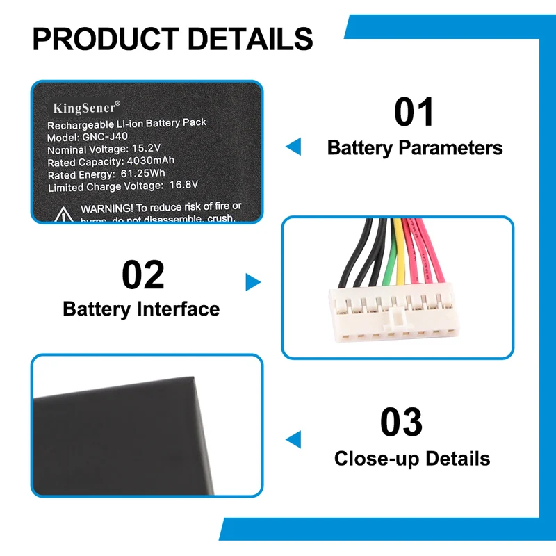 GNC-J40 961TA013F Replacement Battery for GIGABYTE P34K P34W V3 V5 Gaming Laptop — 15.2V 61.25Wh