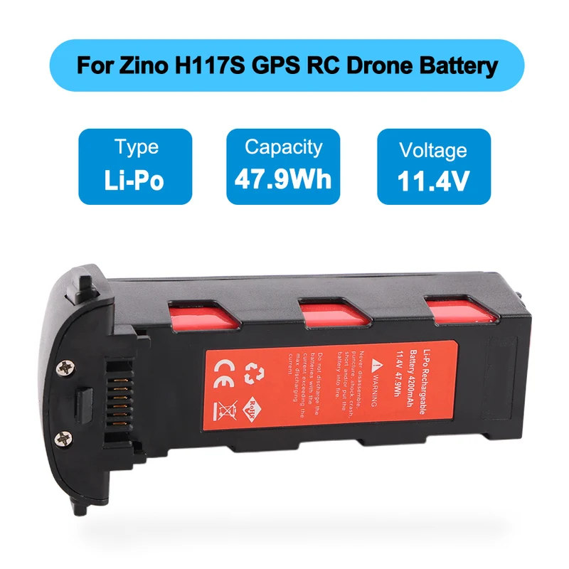 Max Power 11.4V 4200mAh Lipo Battery for Hubsan Zino H117S GPS RC Drone Flight Battery