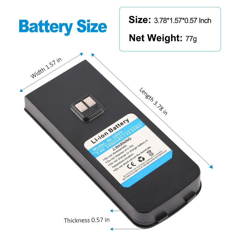 BL-10UV Replacement Battery For Baofeng UV-11R UV-10R Amateur Ham Radio Transceiver