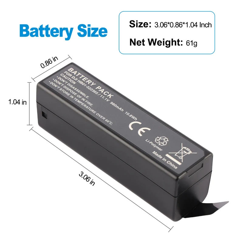 HB01-522365 Battery For DJI Osmo Osmo+ Zenmuse X3 X5 X5R Handheld Camera 980mAh