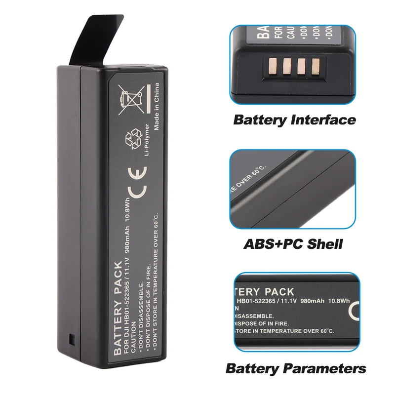 HB01-522365 Battery For DJI Osmo Osmo+ Zenmuse X3 X5 X5R Handheld Camera 980mAh