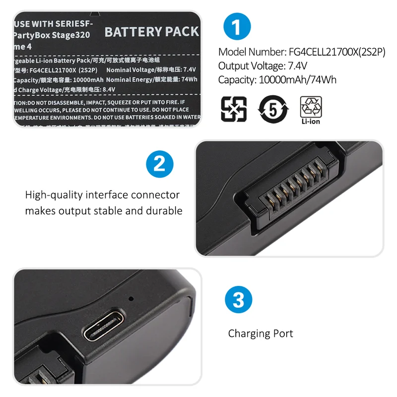 FG4CELL2170X FG4CELL21700X Battery For JBL Xtreme 4 9444mAh
